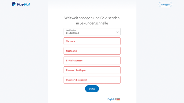 Farbige Darstellung desselben Formulars mit fünf Fehlern, die durch Farbe erkennbar werden.