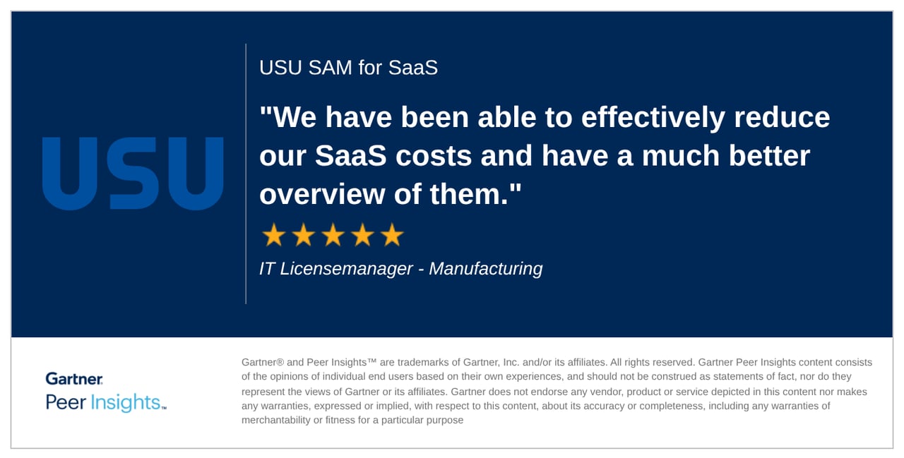 USU SaaS Management Kunden-Feedback in Gartner Peer Insights