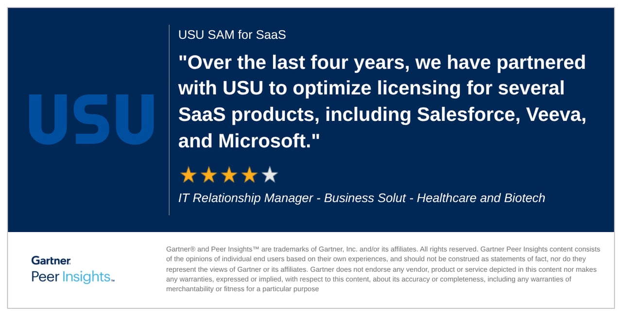 USU SaaS Management Kunden-Feedback in Gartner Peer Insights