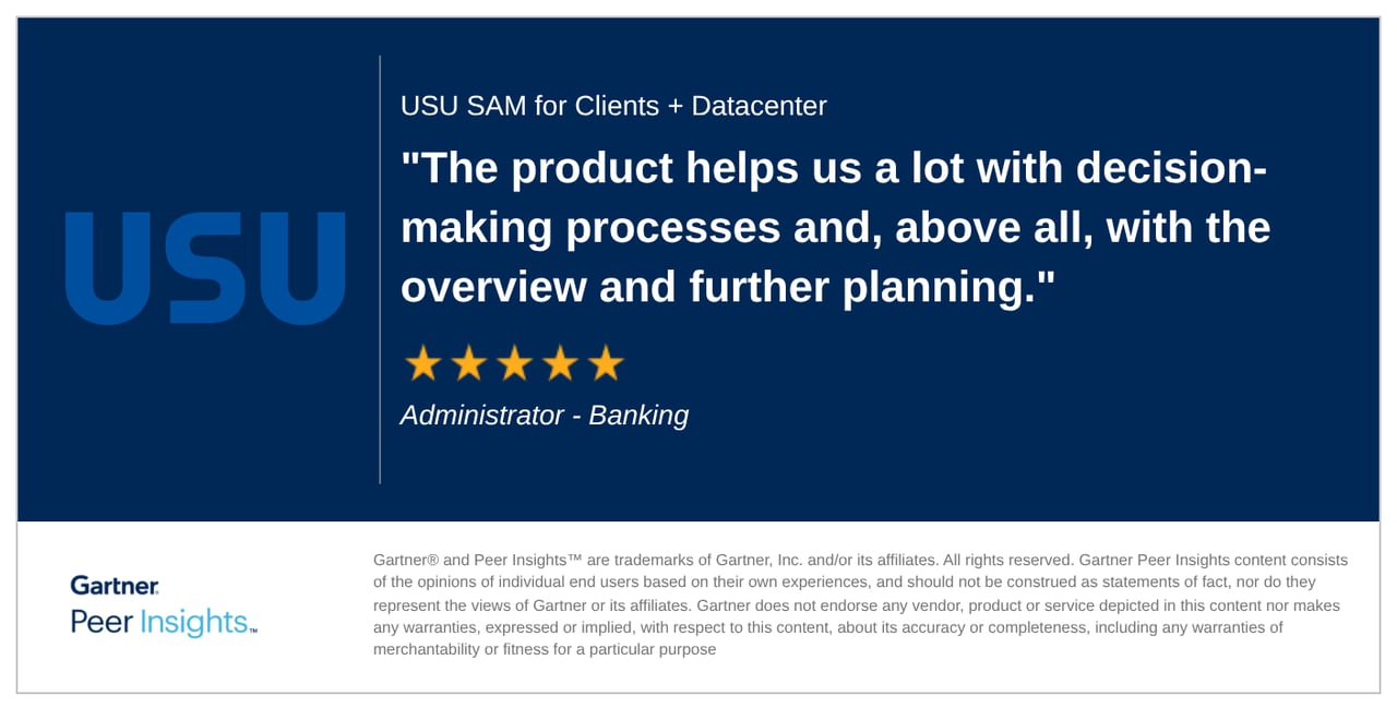 USU ITAM Customer Gartner Peer Insights