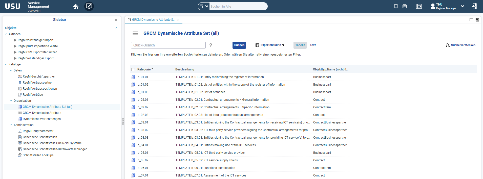 Screenshot Register Manager DE