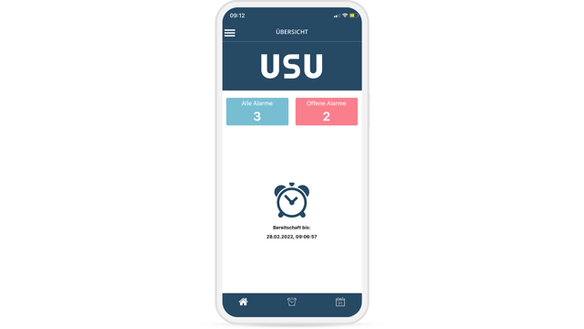 Vue mobile de l'aperçu des alarmes USU : toutes les alarmes et les alarmes ouvertes en un coup d'œil. Le système intégré de gestion des alarmes favorise une réaction rapide aux perturbations et assure la performance de l'environnement du conteneur.