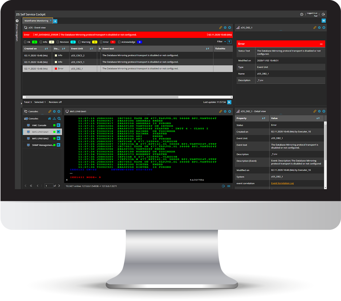 Mainframe Monitoring dashboard