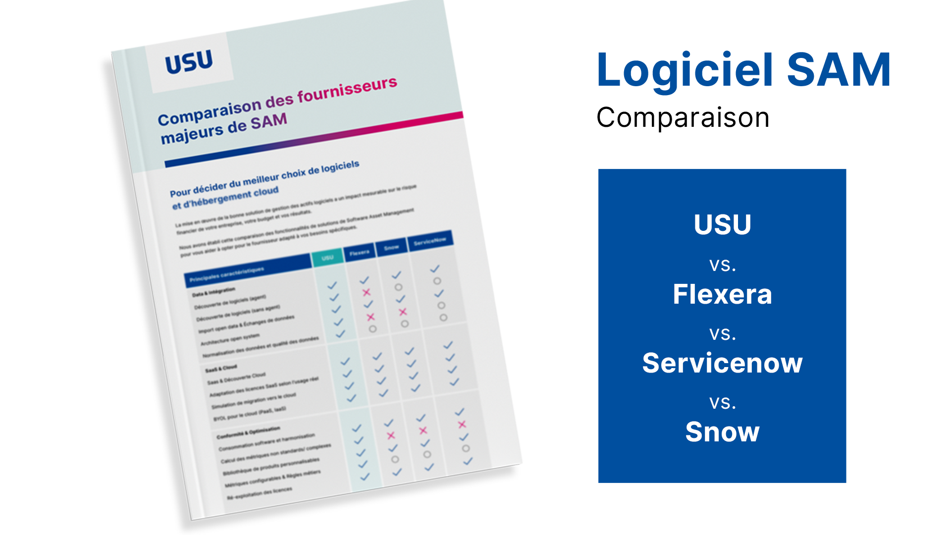 SAM Tools Comparison USU vs. Flexera vs. Servicenow vs. Snow